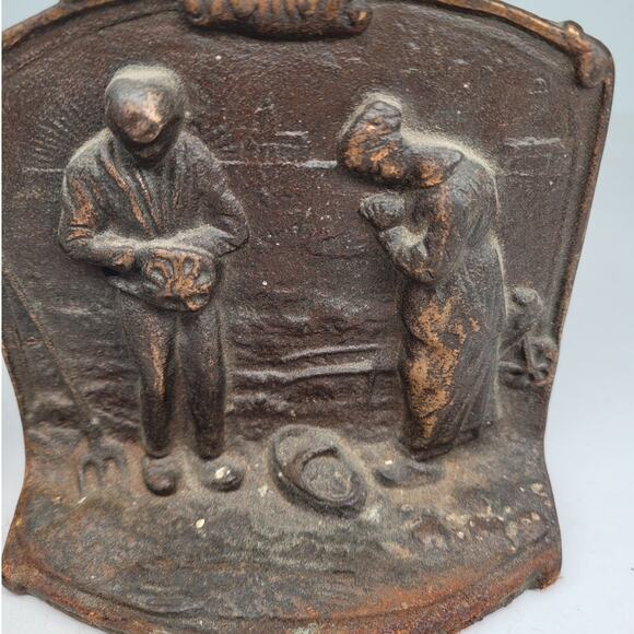 Antique Bronze The Anglus Jean Francois-Millet Relief Mourning Funeral Bookends - Picture 4 of 8